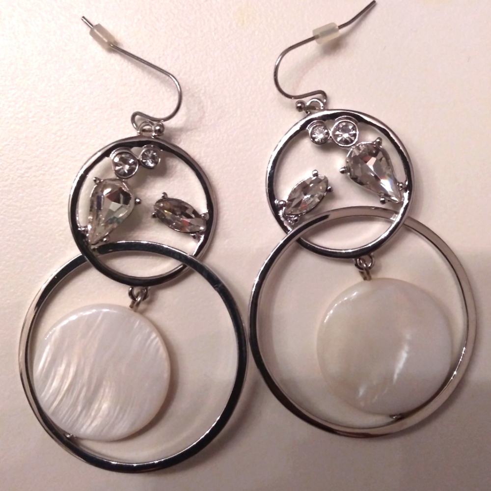 Stainless Steel and pearl dangle earrings